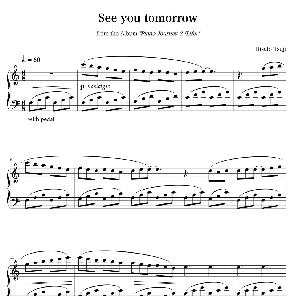 Piano Sheet Music of See You Tomorrow from Piano Journey 2