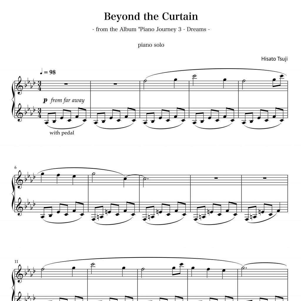 Piano Sheet Music of Beyond the Curtain by Hisato Tsuji