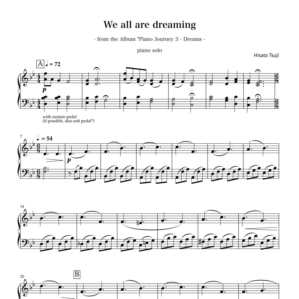 Sheet Music of We are all dreaming by Hisato Tsuji